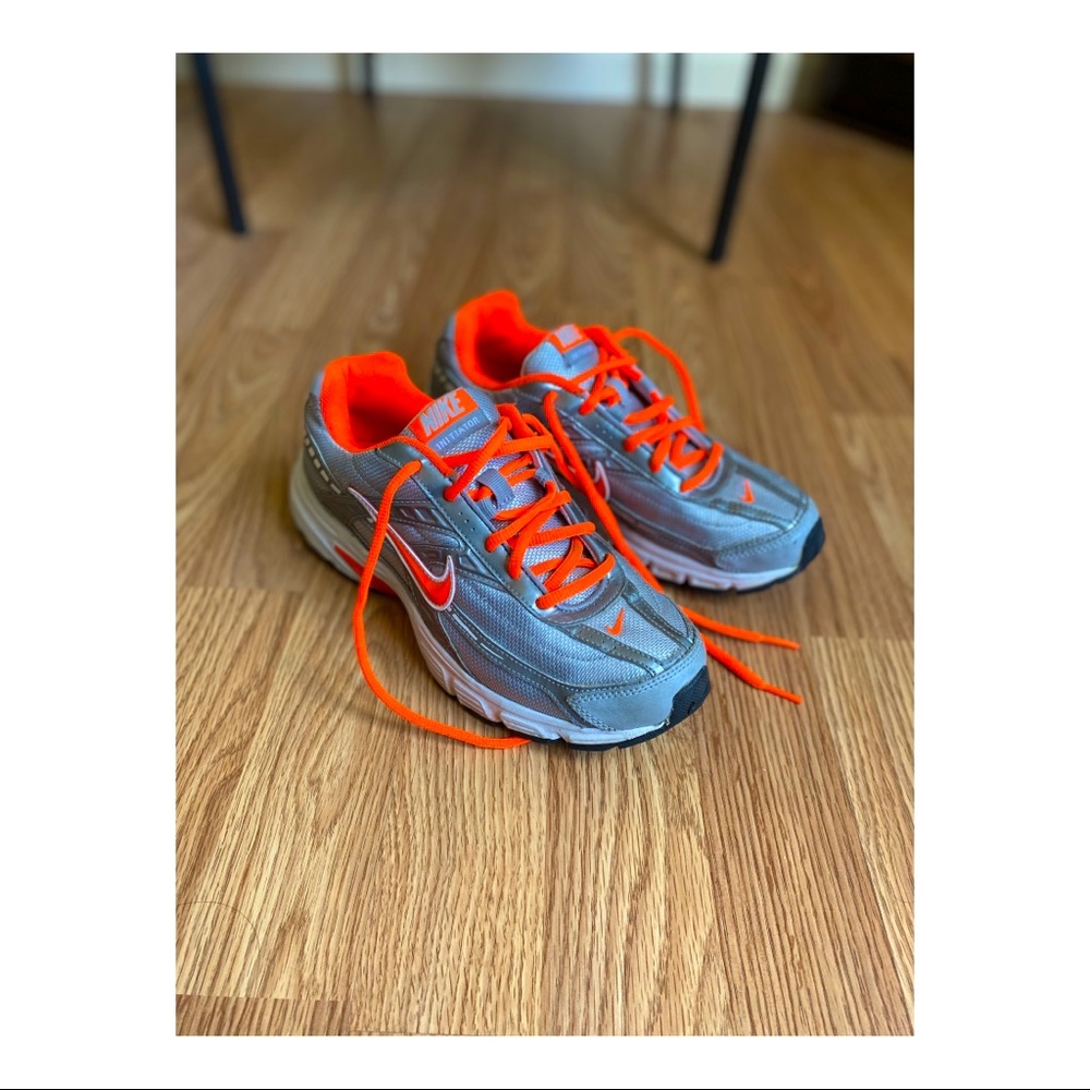 Grey + Orange Nike Initiator Shoes. Size 8.
